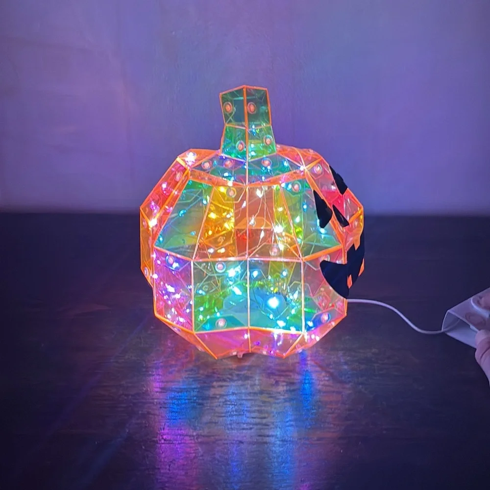 NWT- 🔋OPERATED- LED Light Up- Multicolor Holographic Halloween Jack-o-lantern 🎃